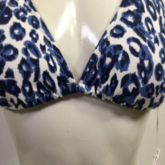 Calme Womens Tiger String Bikini Top Animal Print Stretch Blue White Size S NWT - Picture 6 of 15